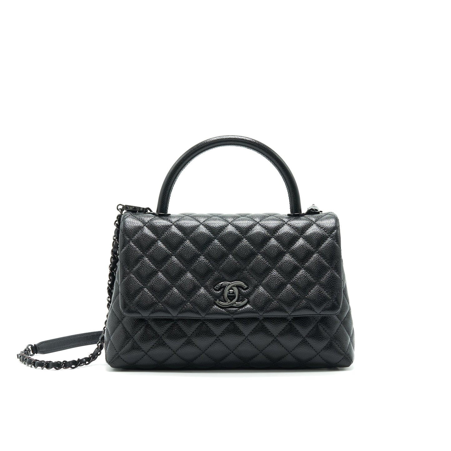 Chanel Coco Handle Small Flap Bag Grained Calfskin & Black Metal