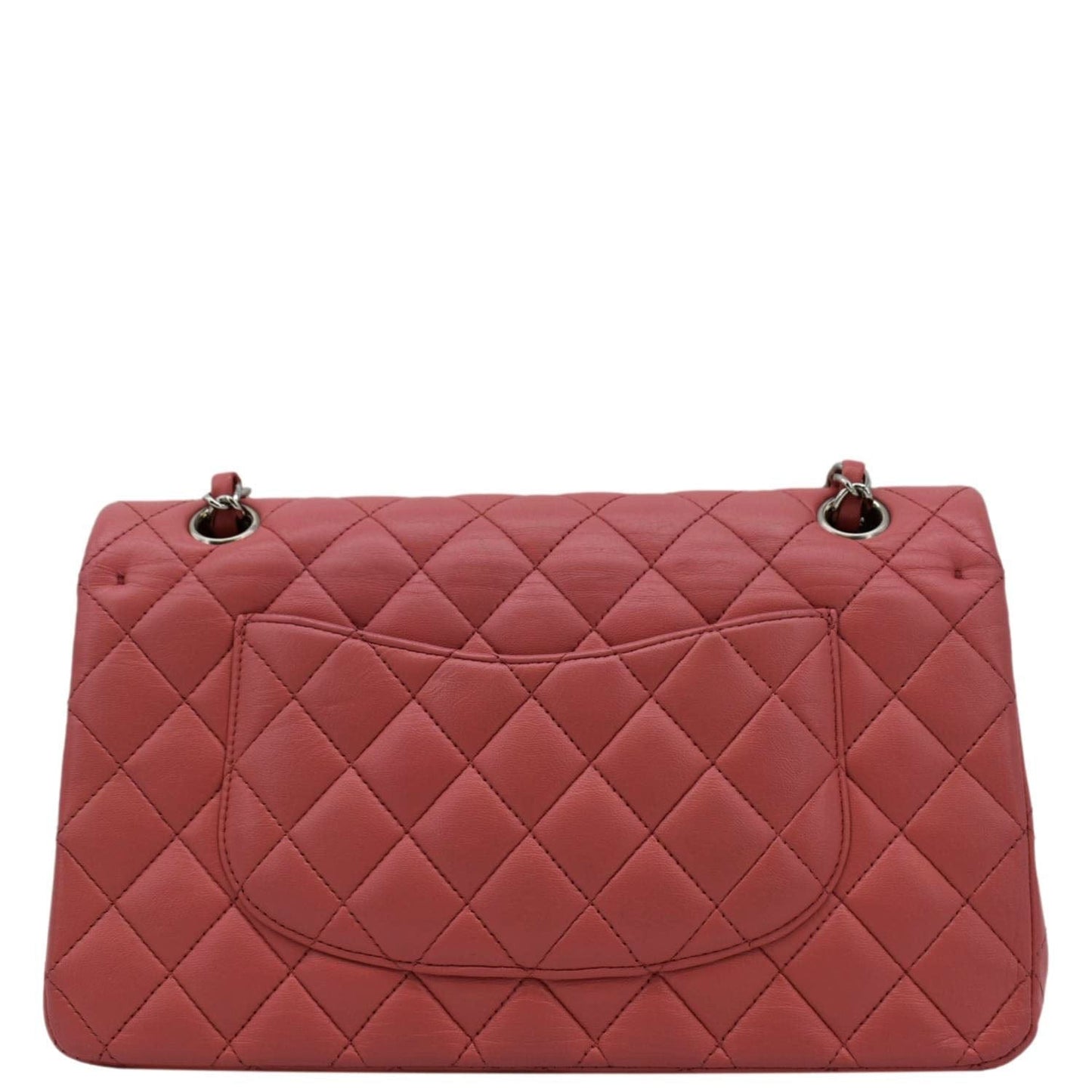 CHANEL Classic Double Flap Medium  Quilted Leather Shoulder Bag Salmon Pink