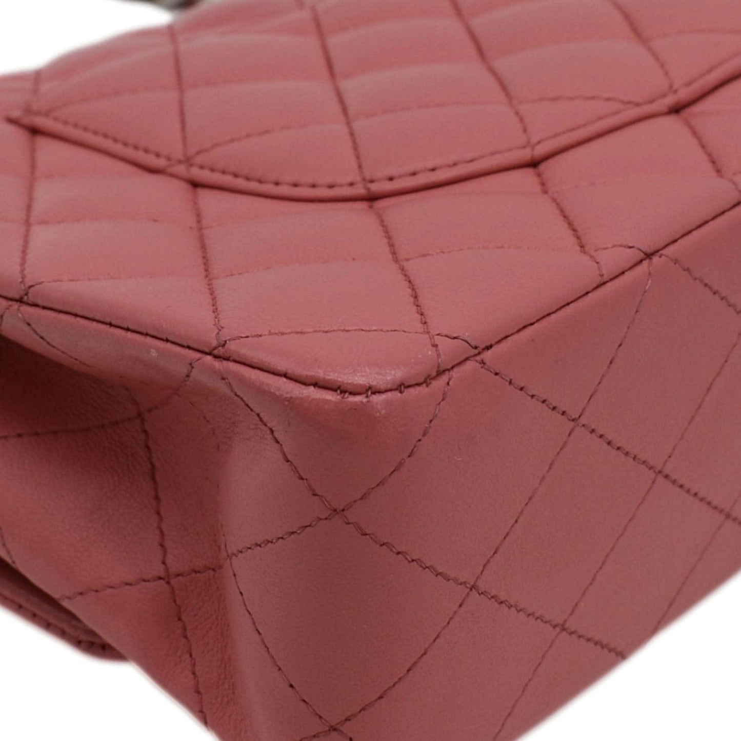 CHANEL Classic Double Flap Medium  Quilted Leather Shoulder Bag Salmon Pink