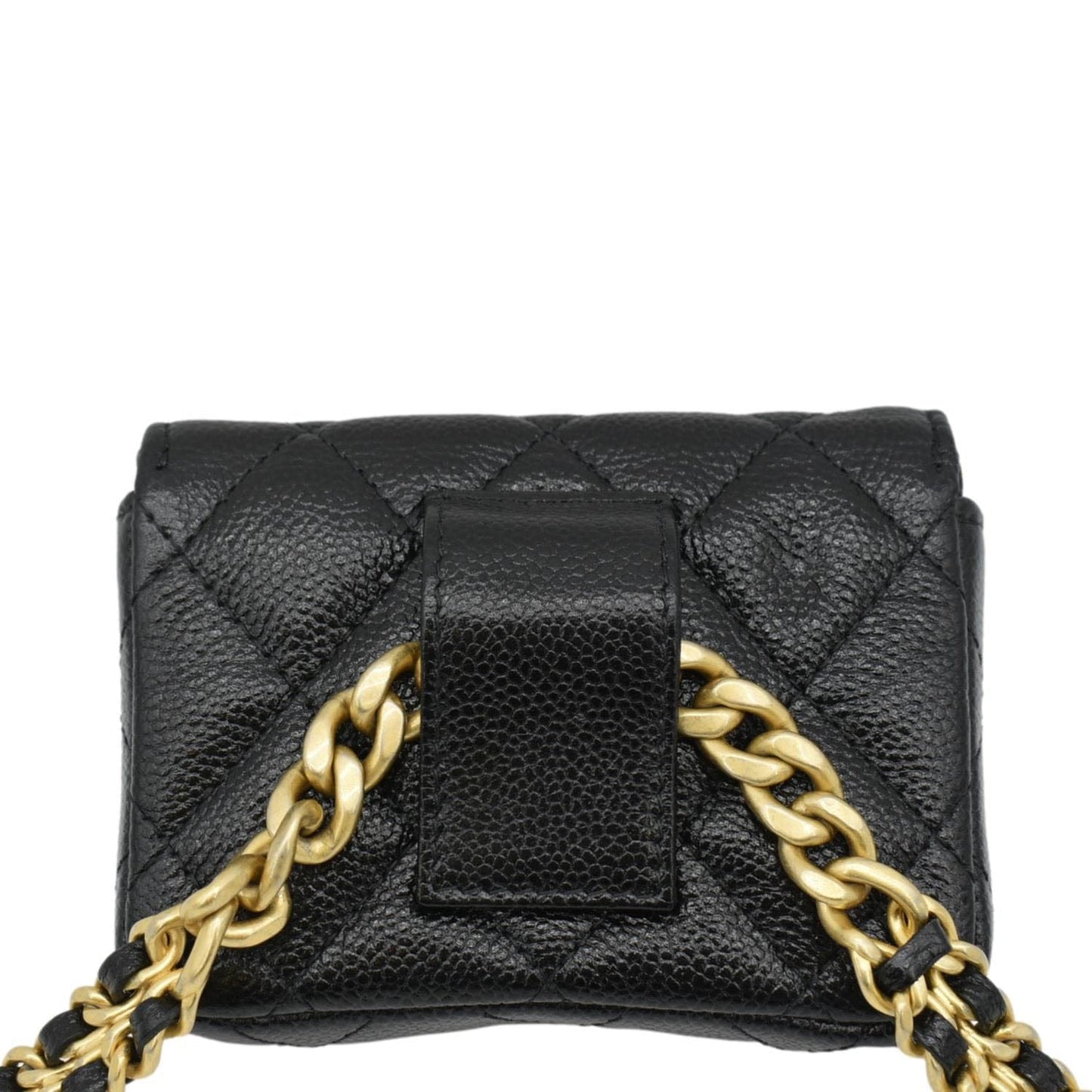 CHANEL Sweetheart CC Chain Quilted Caviar Leather Belt Bag Black