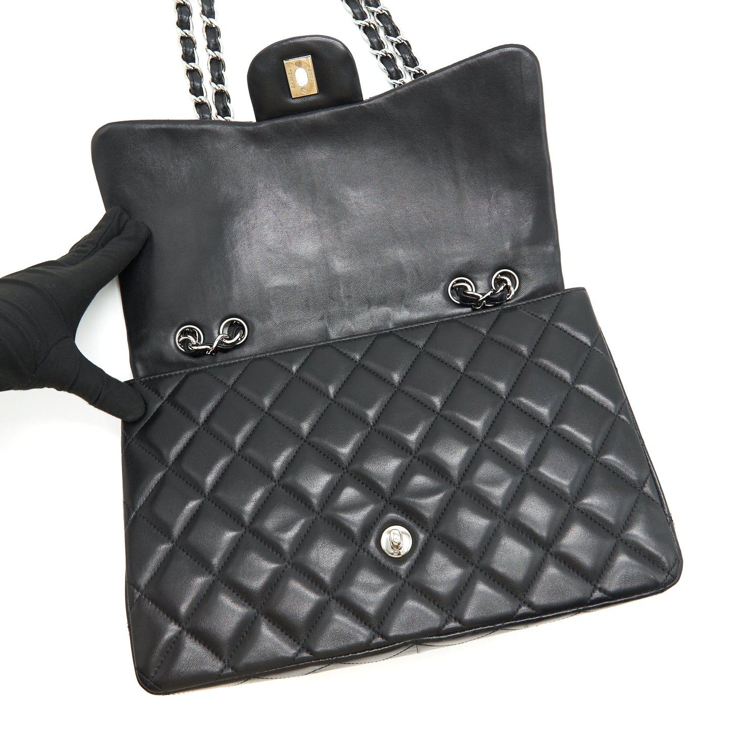 Chanel Single Flap jumbo Bag Lambskin Black SHW