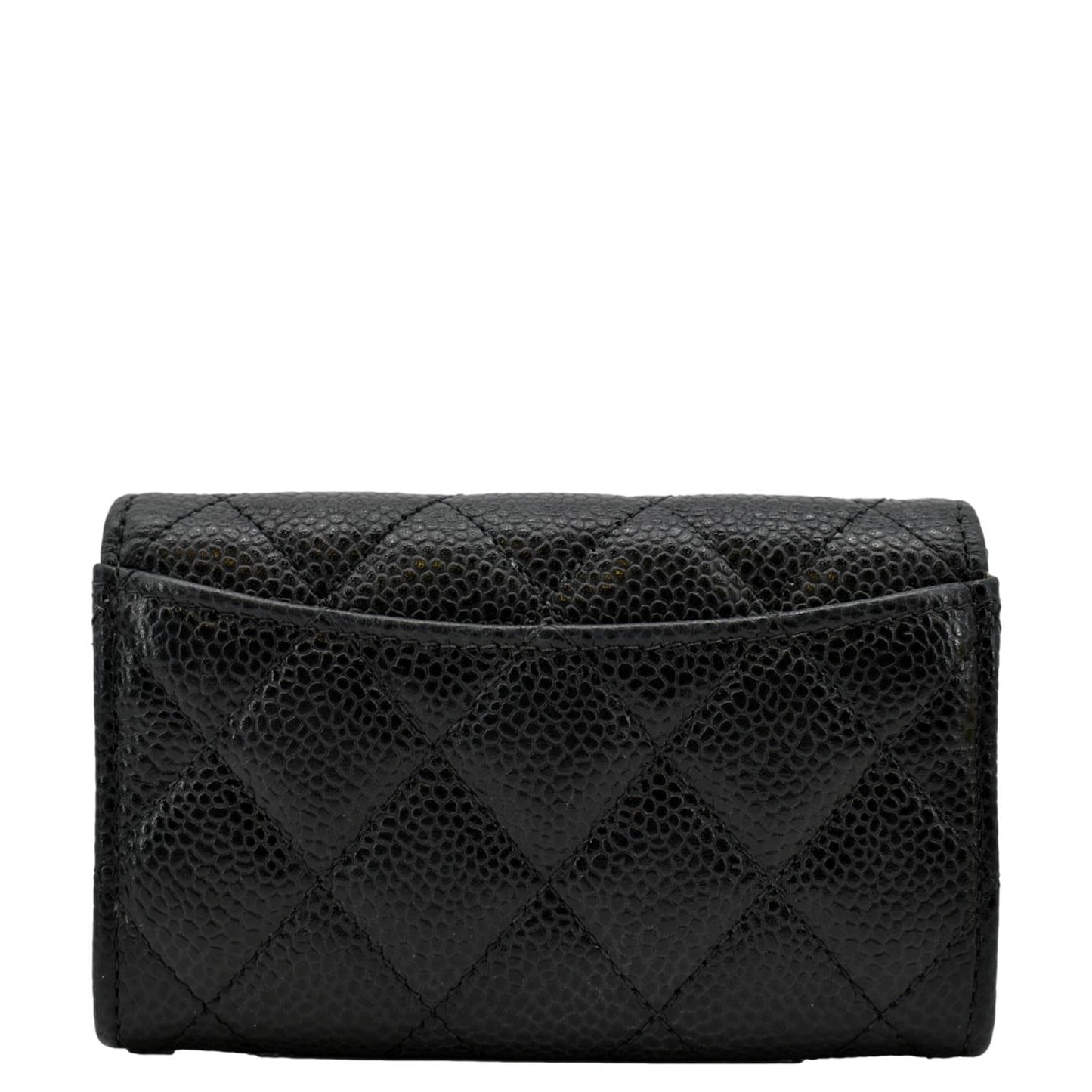 CHANEL Flap Quilted Caviar Leather Card Holder Black
