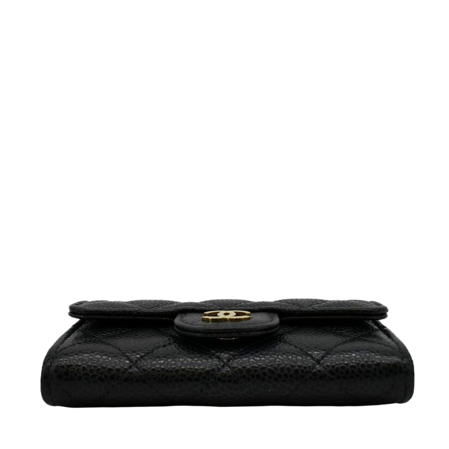 CHANEL Flap Quilted Caviar Leather Card Holder Black