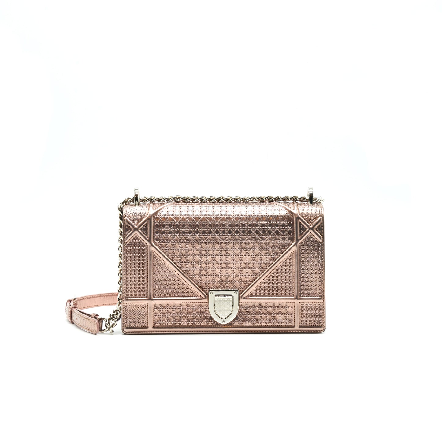 Christian Luxury Dior Luxury Diorama Medium Metallic Pink Gold  Shw