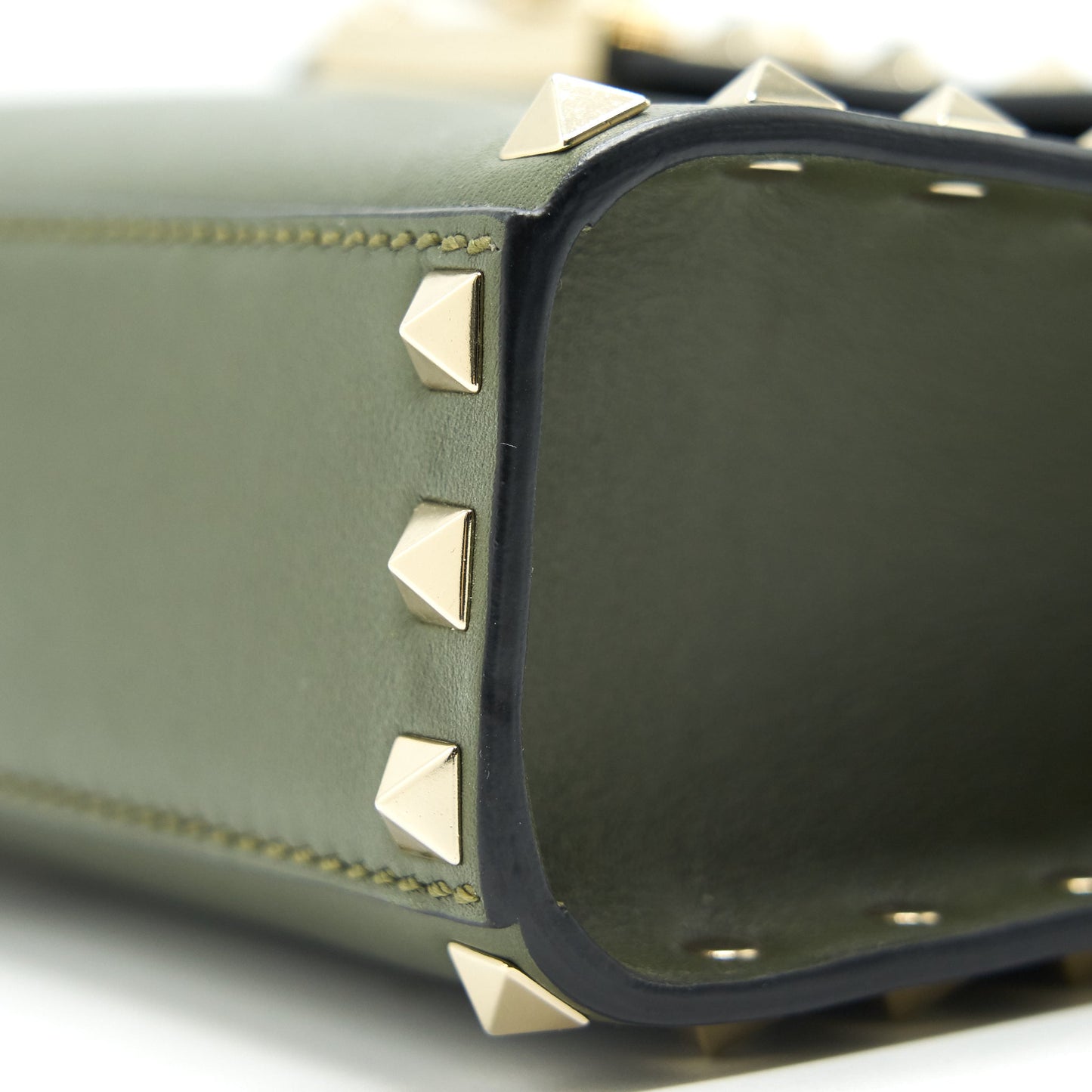 VALENTINO Small Rockstud Calfskin Crossbody Bag Khaki