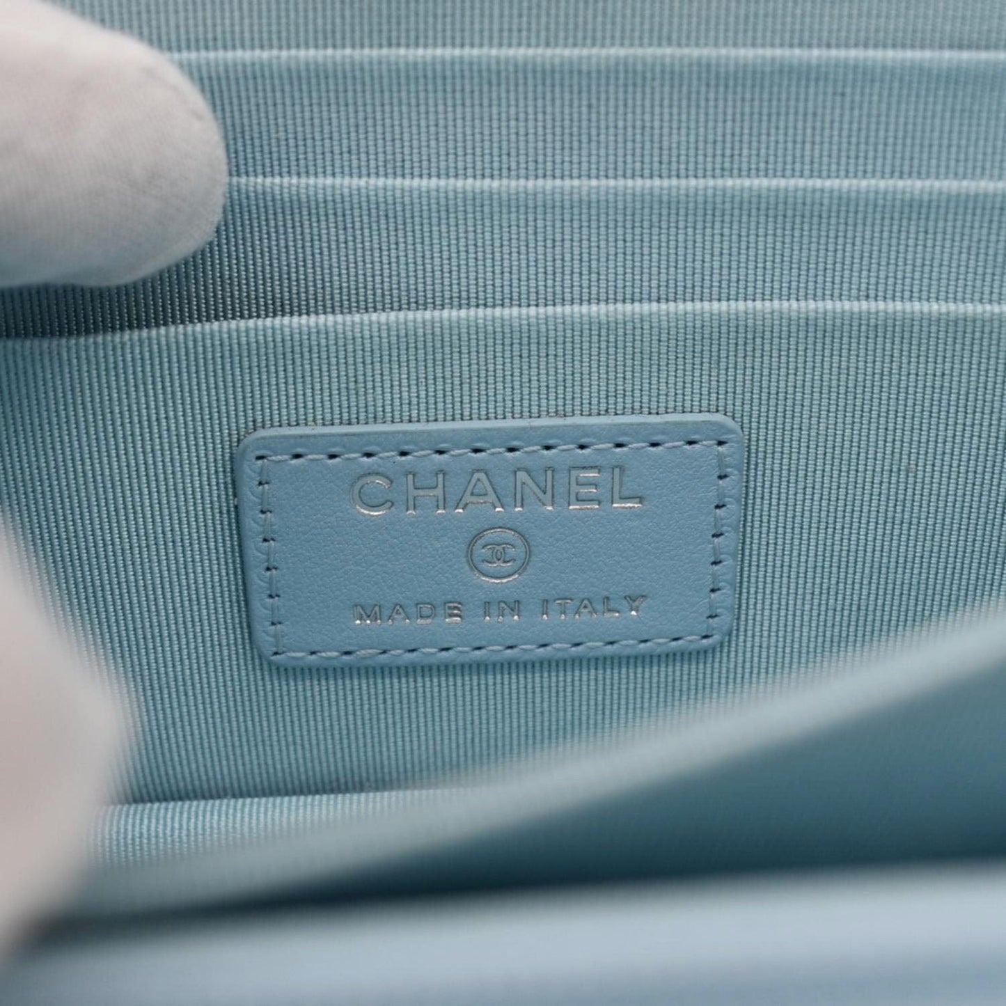 CHANEL WOC Quilted Leather Crossbody Bag Tiffany Blue