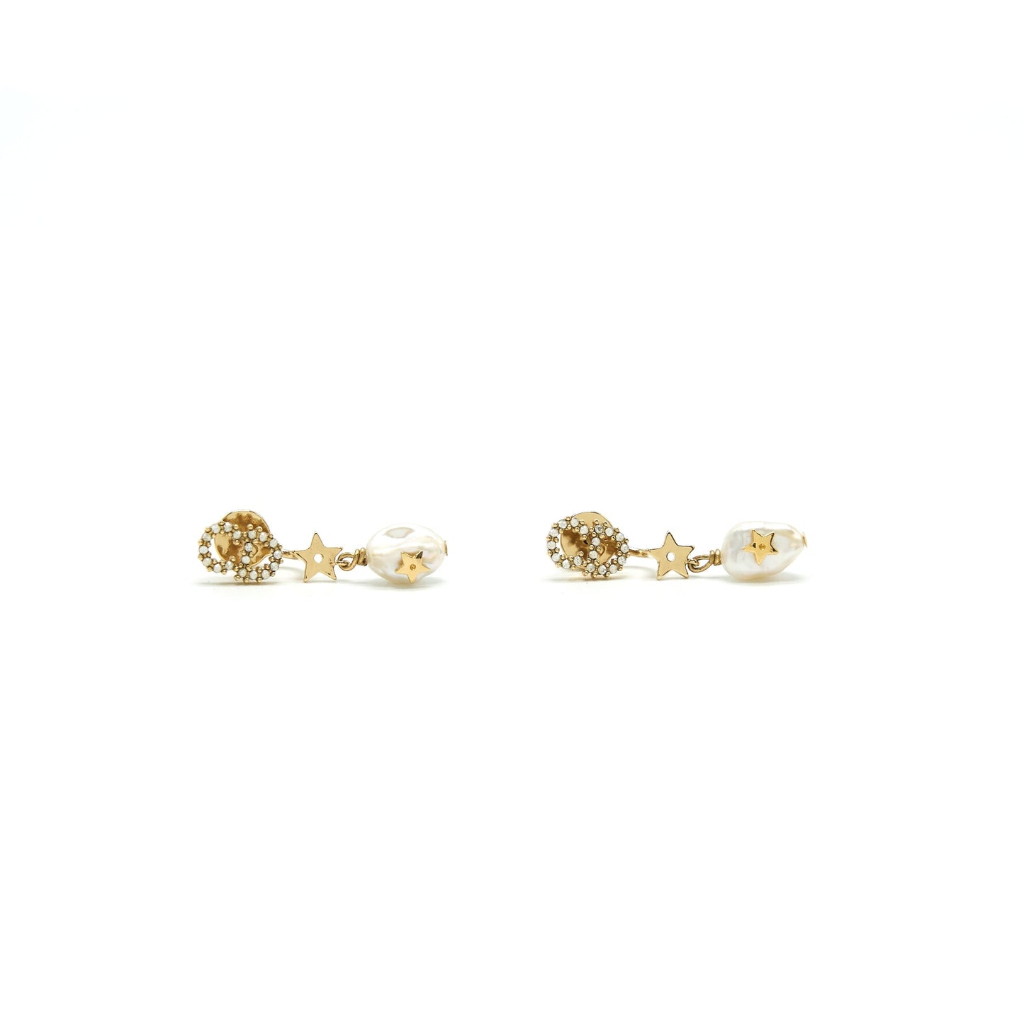 CHRISTIAN Luxury Dior CD EARRINGS STARS WITH PEARL
