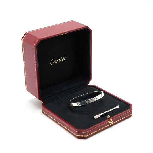 Cartier Love Bracelet size18 White Gold 4 Diamonds