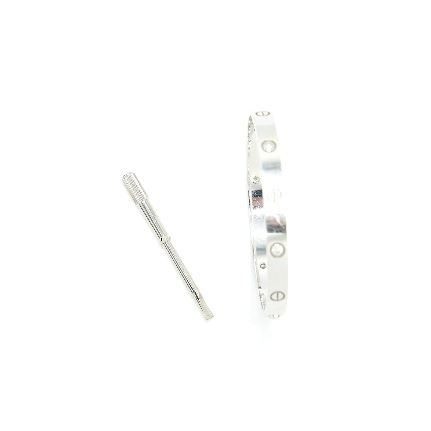 Cartier Love Bracelet size18 White Gold 4 Diamonds