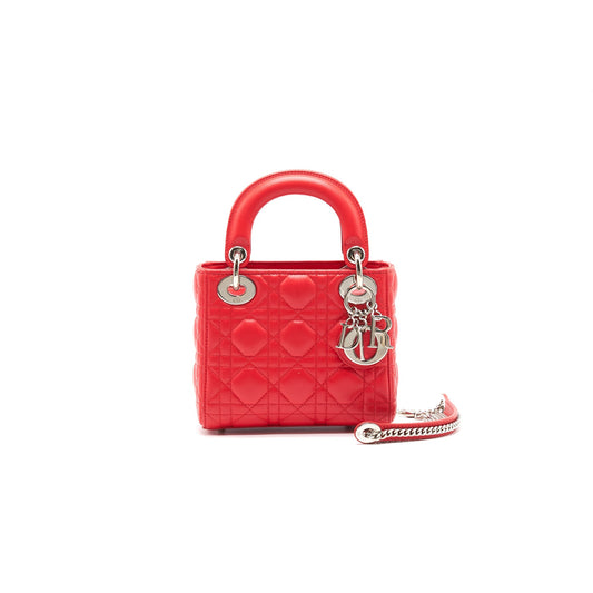 Luxury Dior Lady Luxury Dior Mini Tomato Red SHW With Small Scarf