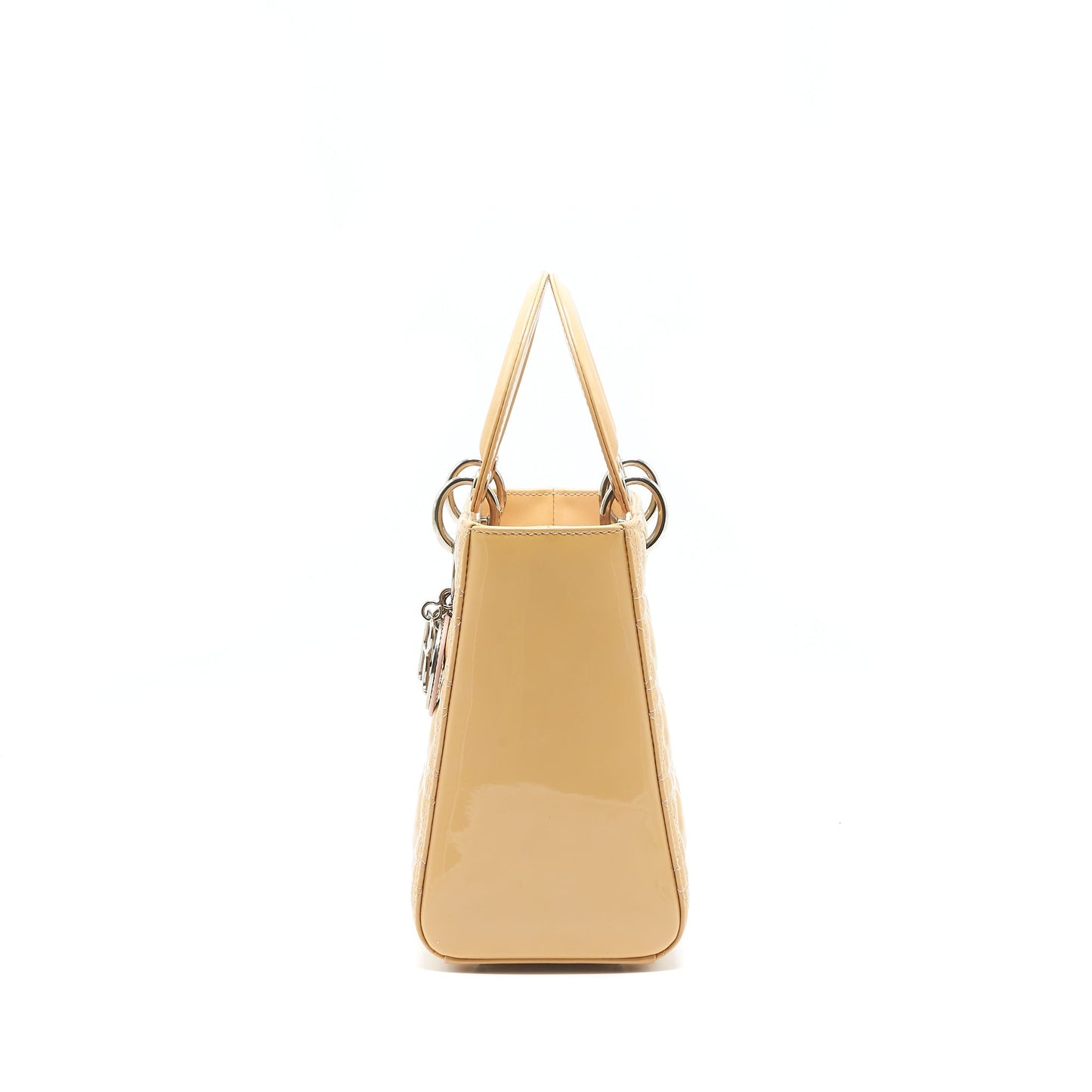 Christian Luxury Dior Medium Lady Luxury Dior Patent leather beige with SHW