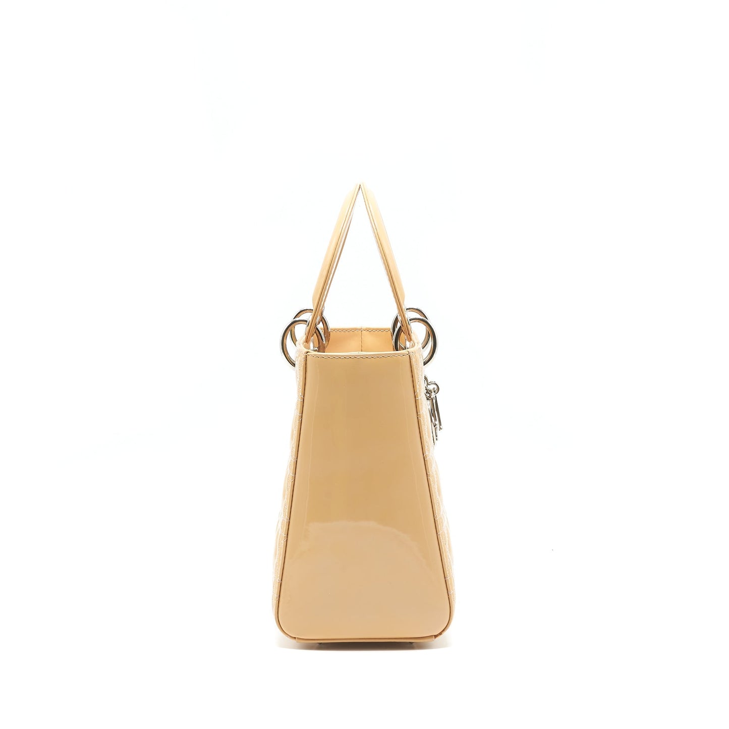 Christian Luxury Dior Medium Lady Luxury Dior Patent leather beige with SHW