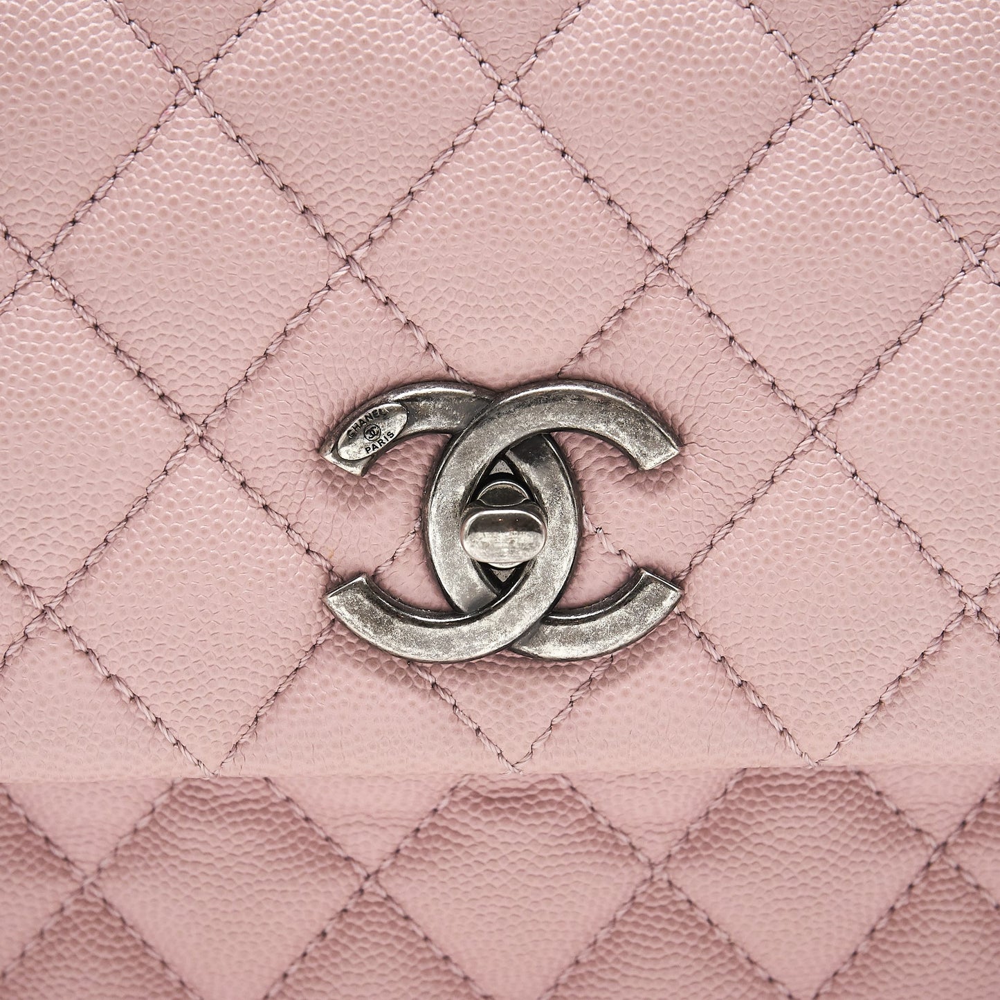 Chanel Large Coco Handle Flap Bag Caviar Light Pink ruthenium Hardware
