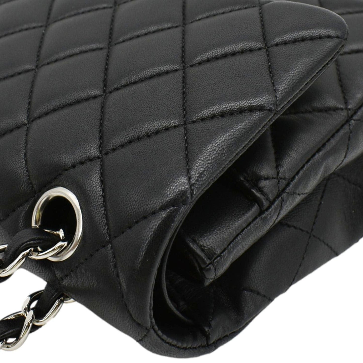 CHANEL Classic Medium Double Flap Quilted Leather Shoulder Bag Black