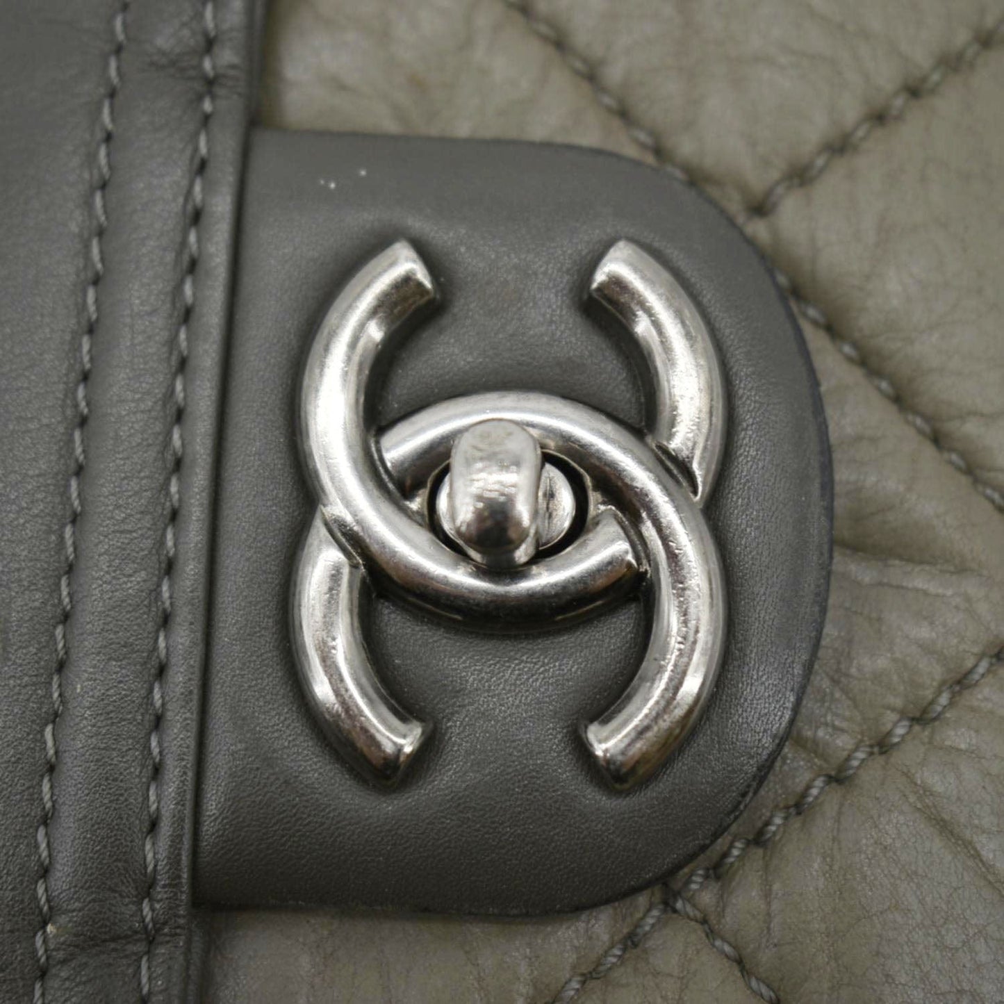 CHANEL In The Mix Flap Quilted Leather Shoulder Bag Grey