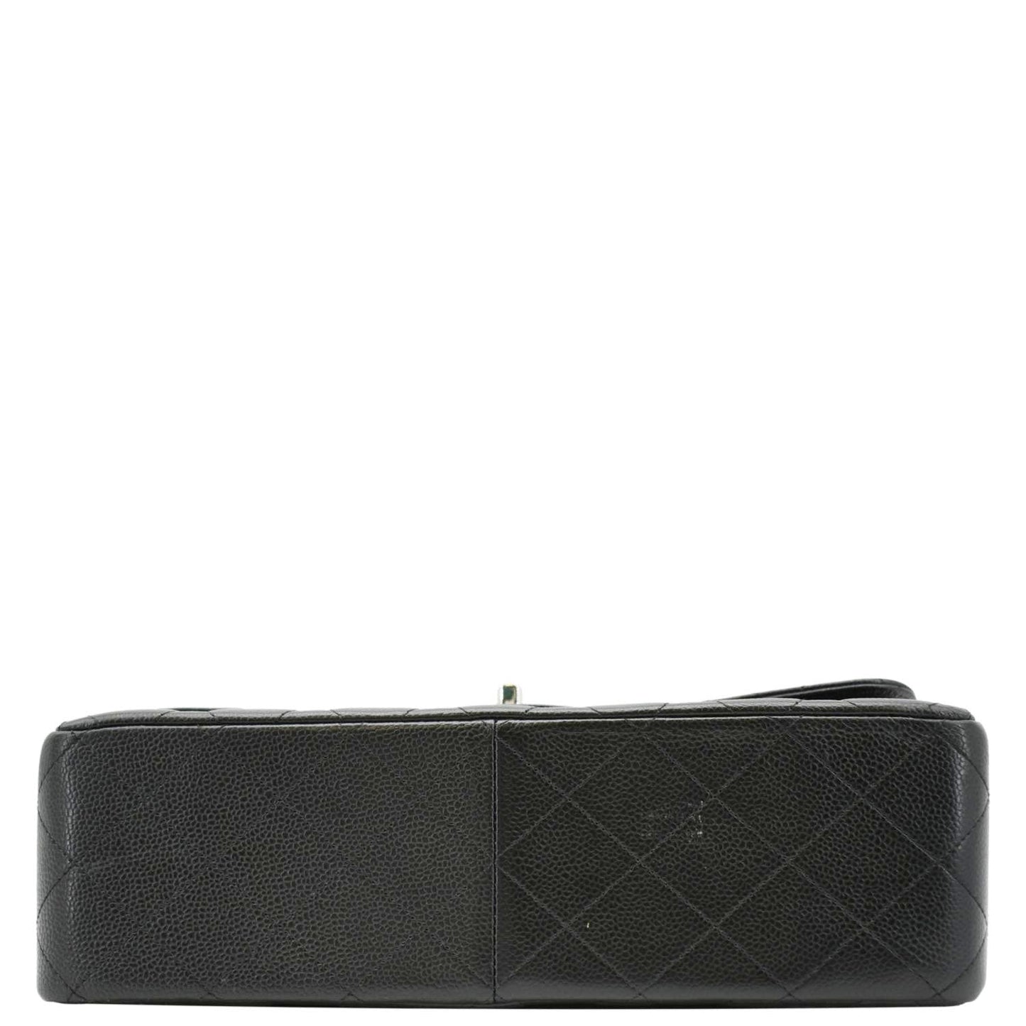 CHANEL Jumbo Double Flap Quilted Caviar Leather Shoulder Bag Black