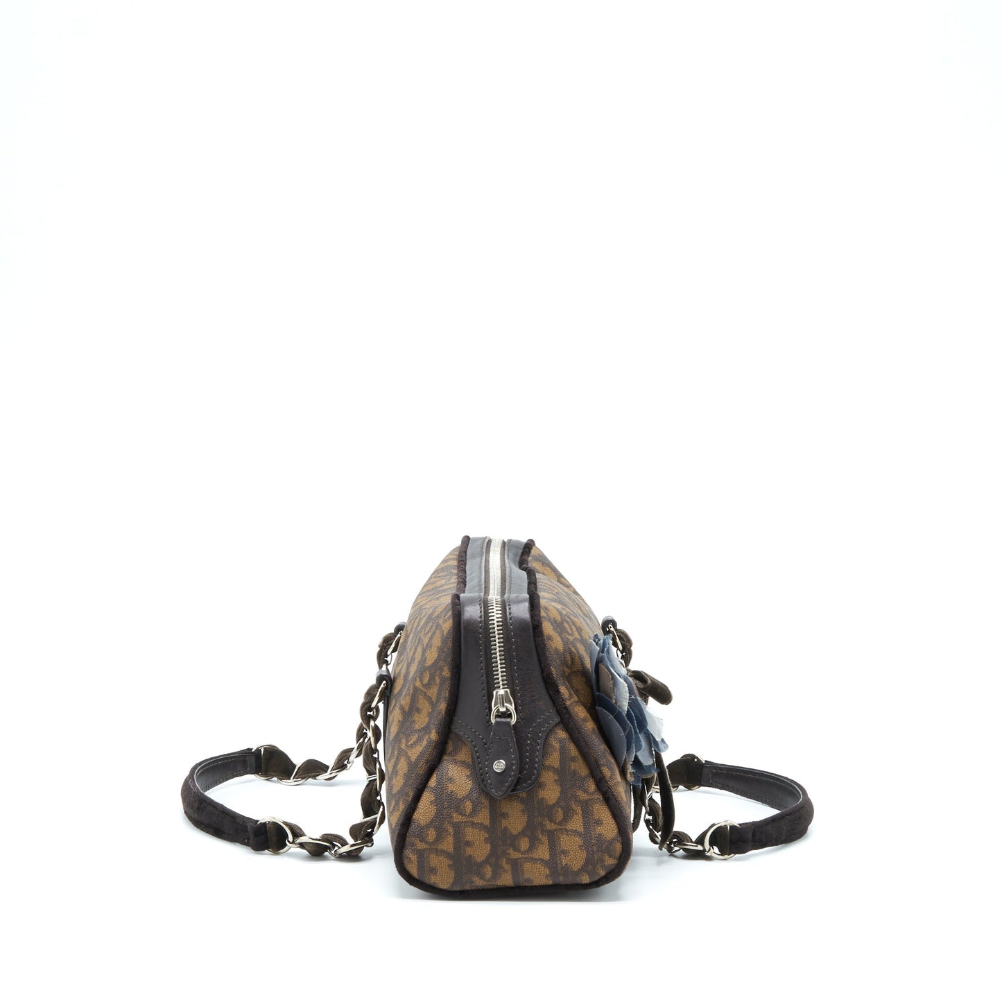 Luxury Dior Vintage Romantique Trotter Bag Canvas/Velvet SHW