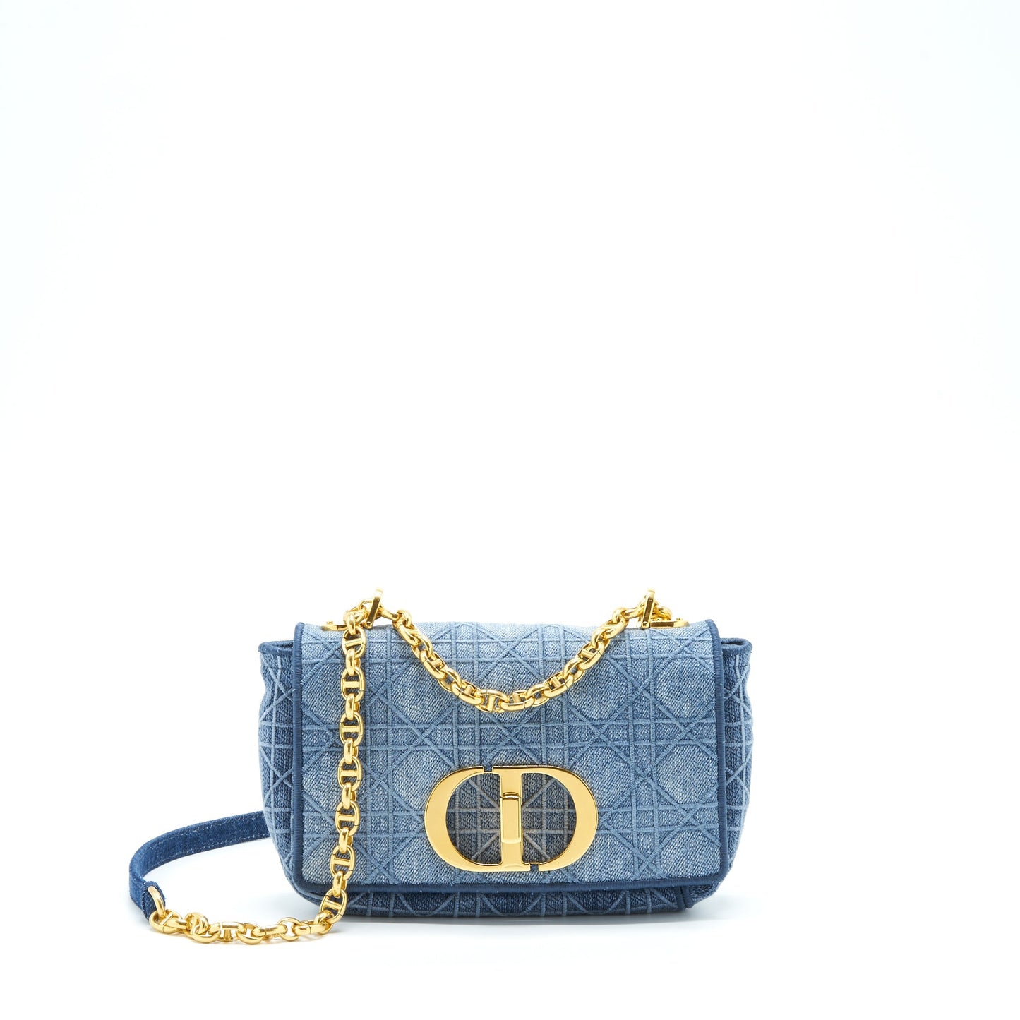 Luxury Dior Small Luxury Dior Caro Bag Denim Blue GHW