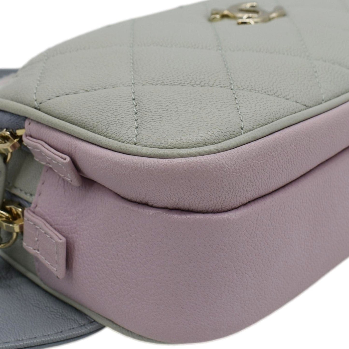 CHANEL CC Double Zip Quilted Leather Tri-Color Belt Bag Pink