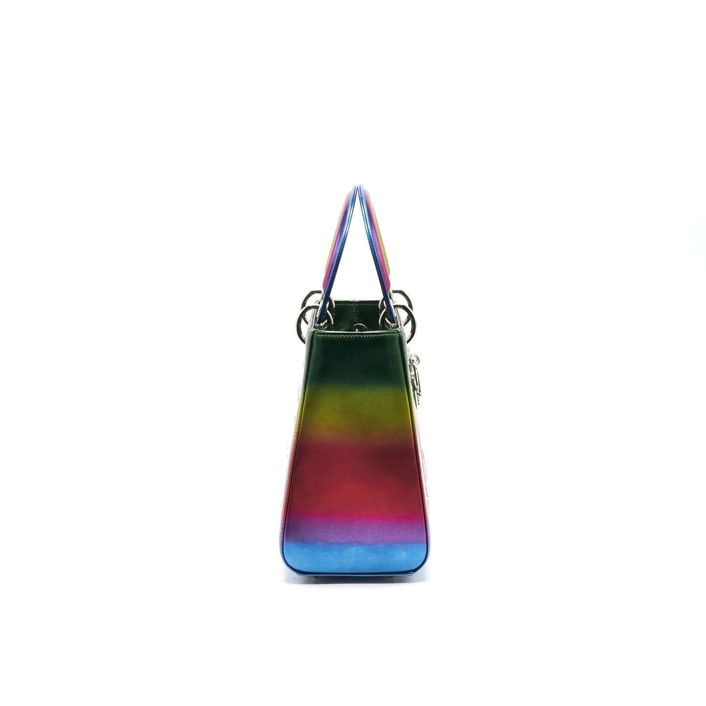 Christian Luxury Dior 2017 Limited Edition Lady Art Medium in Metallic Rainbow Calfskin SHW