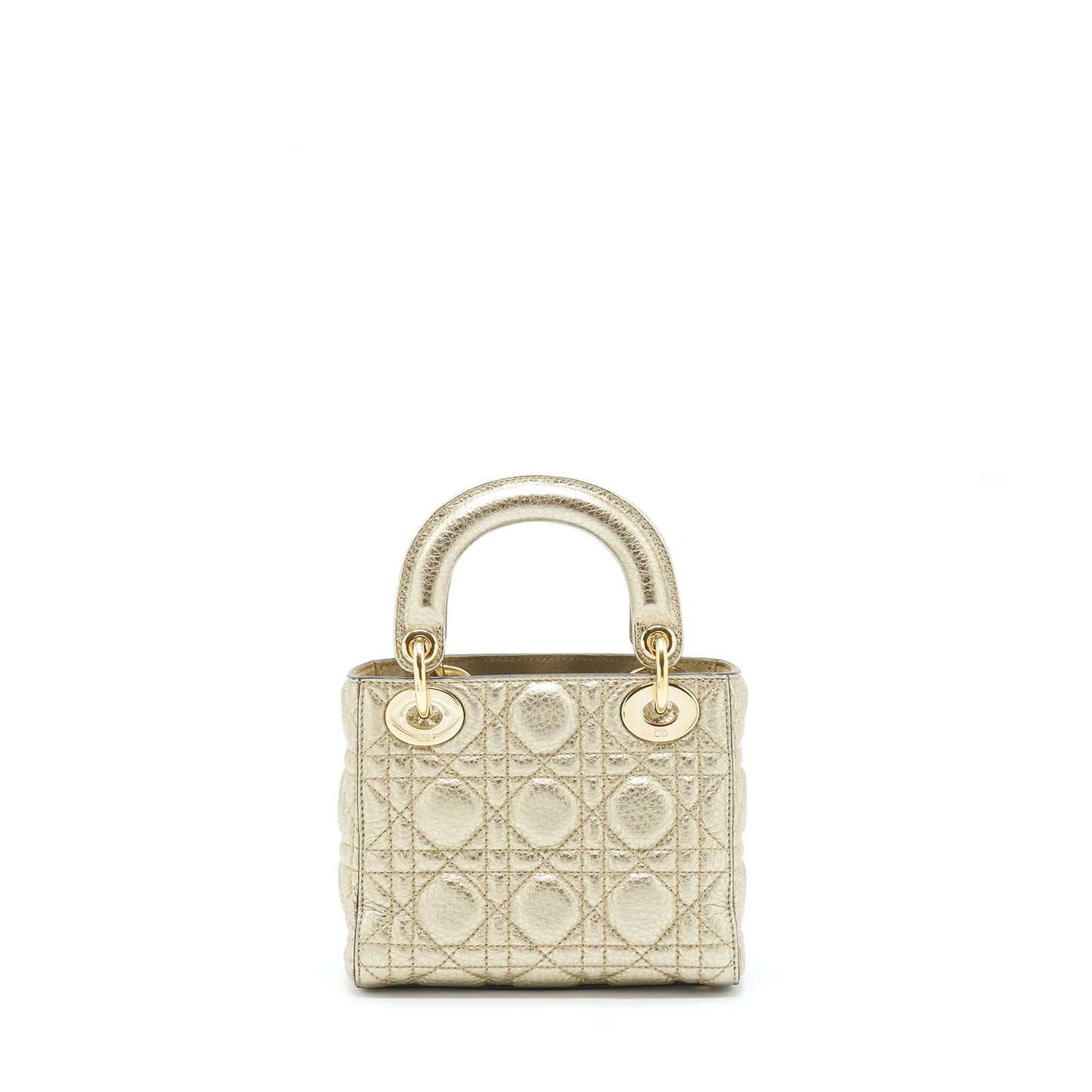 Luxury Dior Mini Lady Luxury Dior Supple Grained Calfskin Metallic Gold LGHW