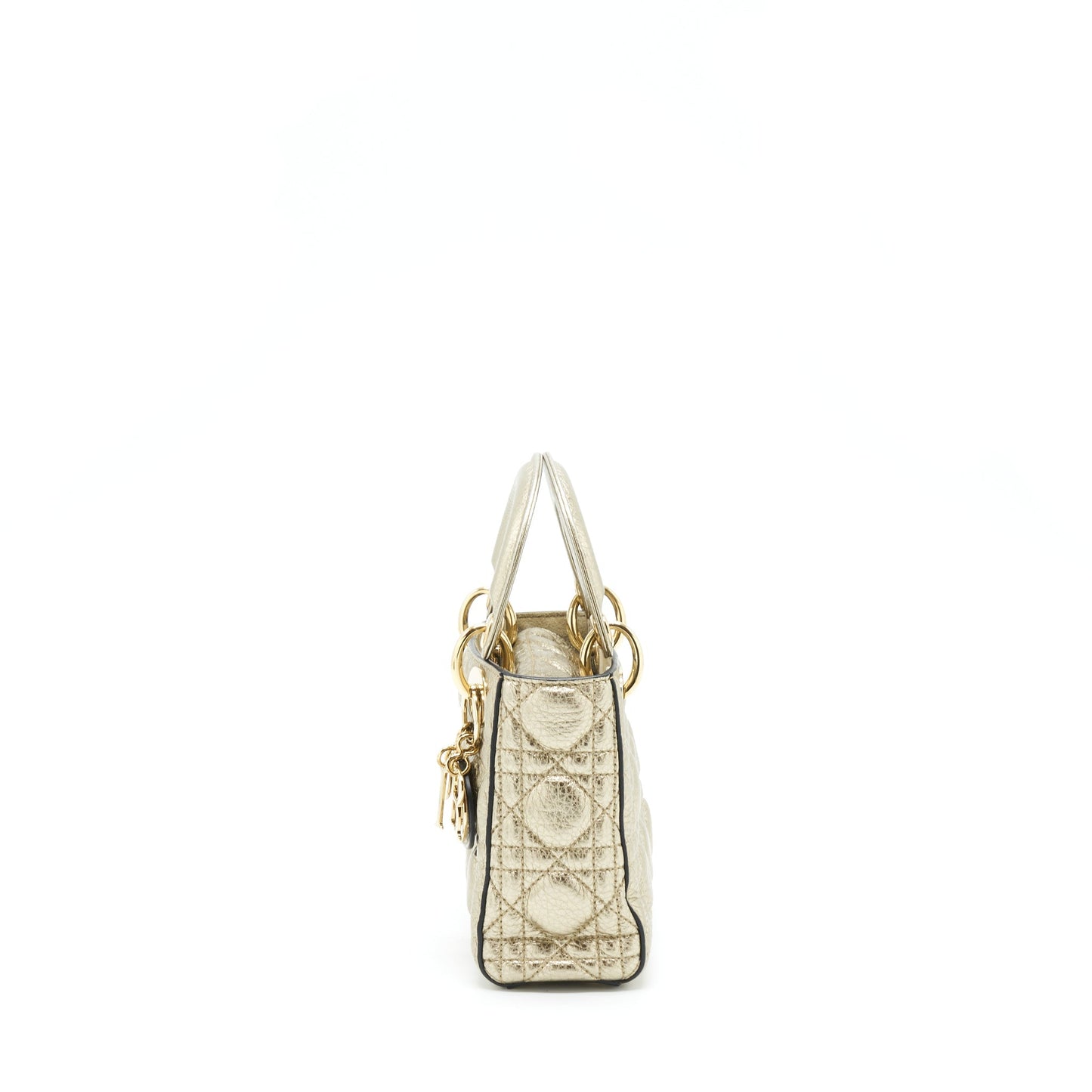 Luxury Dior Mini Lady Luxury Dior Supple Grained Calfskin Metallic Gold LGHW