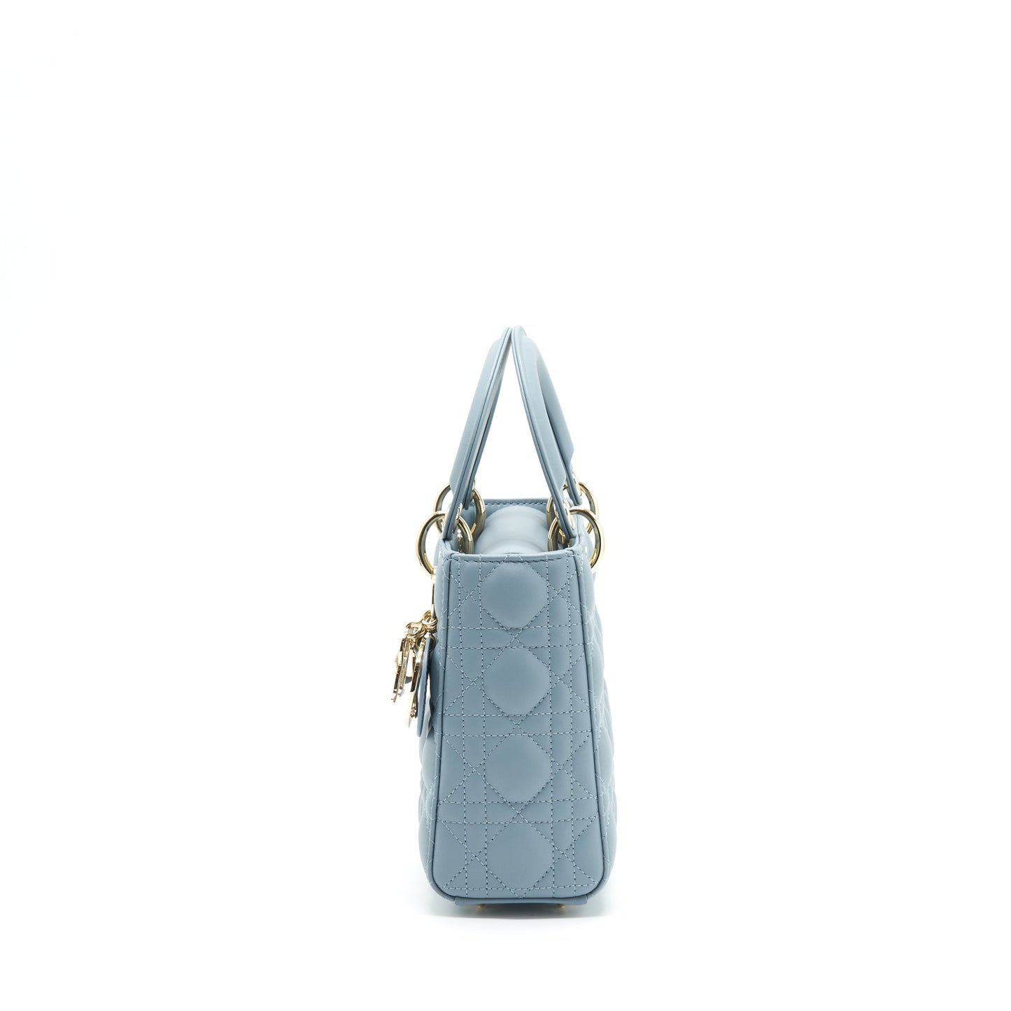 Luxury Dior Small Lady Luxury Dior Lambskin Cloud Blue M81B Light Gold And Enamel Hardware