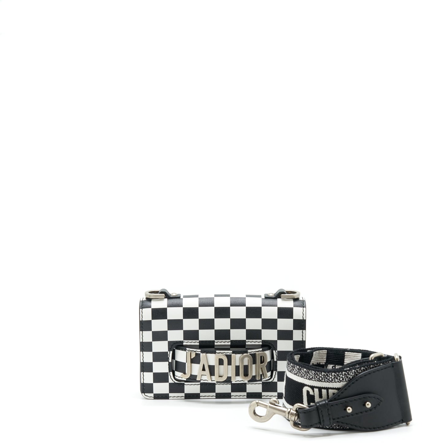 Luxury Dior Mini J’aLuxury Dior Flap Bag Black/ White With Wide Shoulder Strap SHW
