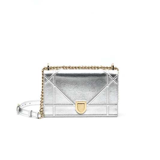 Luxury Diorama Goatskin Medium Silver