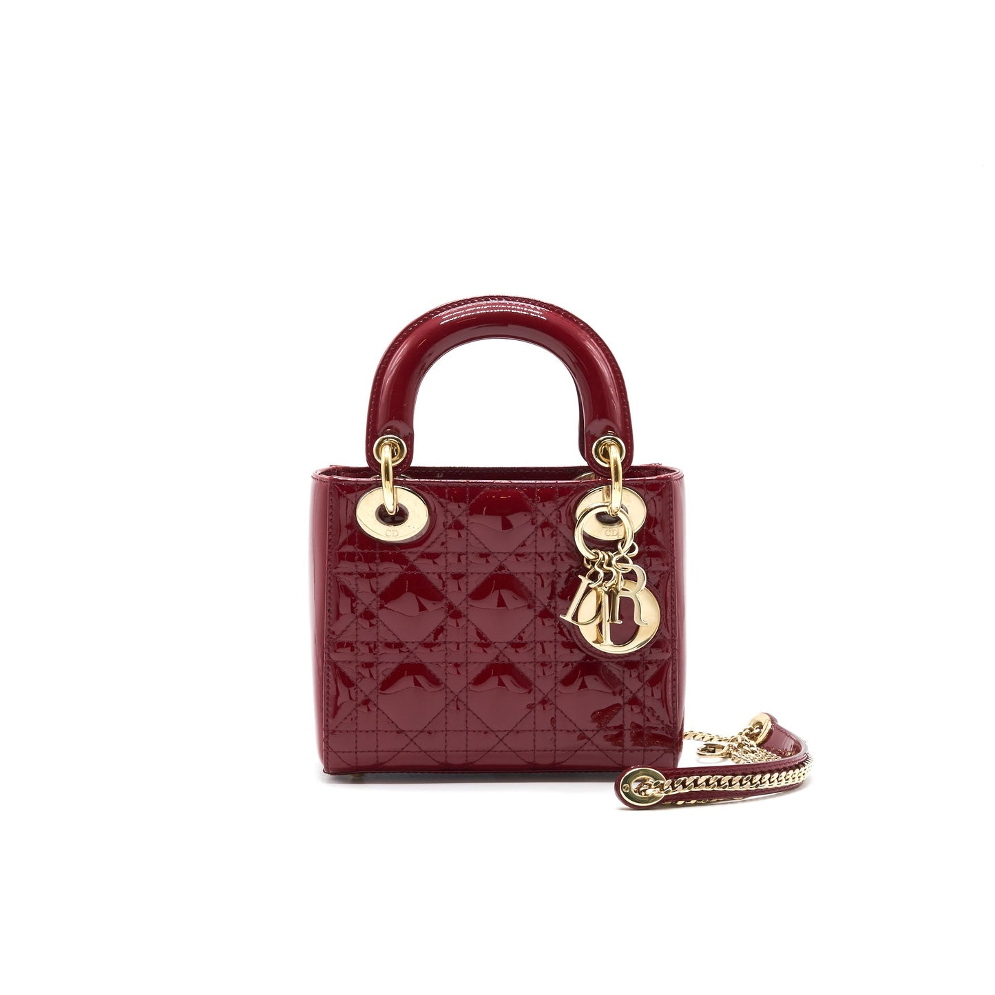 Luxury Dior Mini Lady Luxury Dior Patent Leather Red with GHW