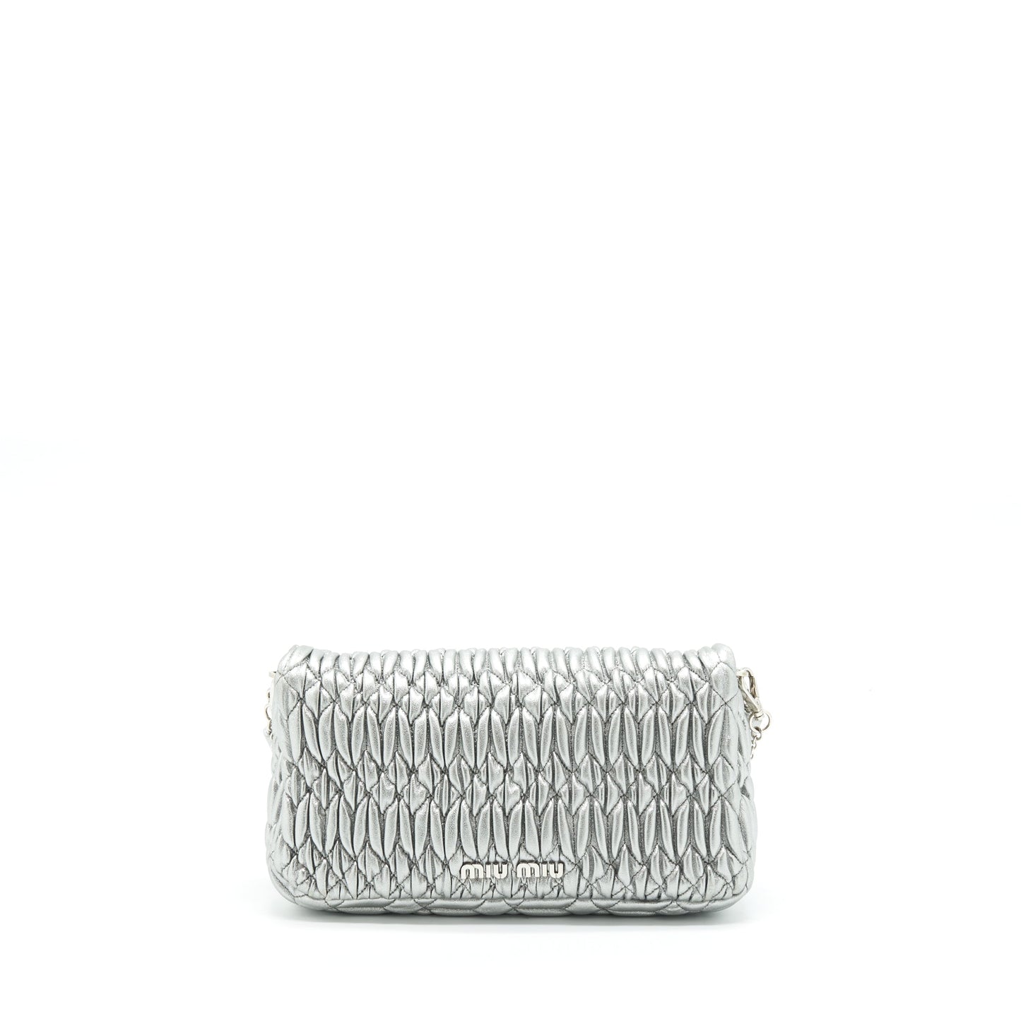 Miu Miu Iconic Crystal Cloque Nappa Silver SHW