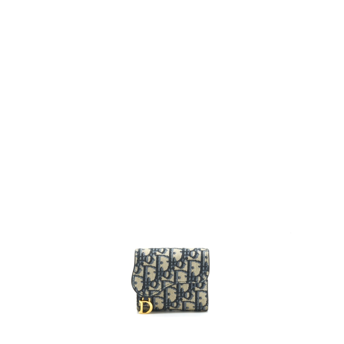 Luxury Dior Saddle Small Wallet Blue Oblique Canvas GHW