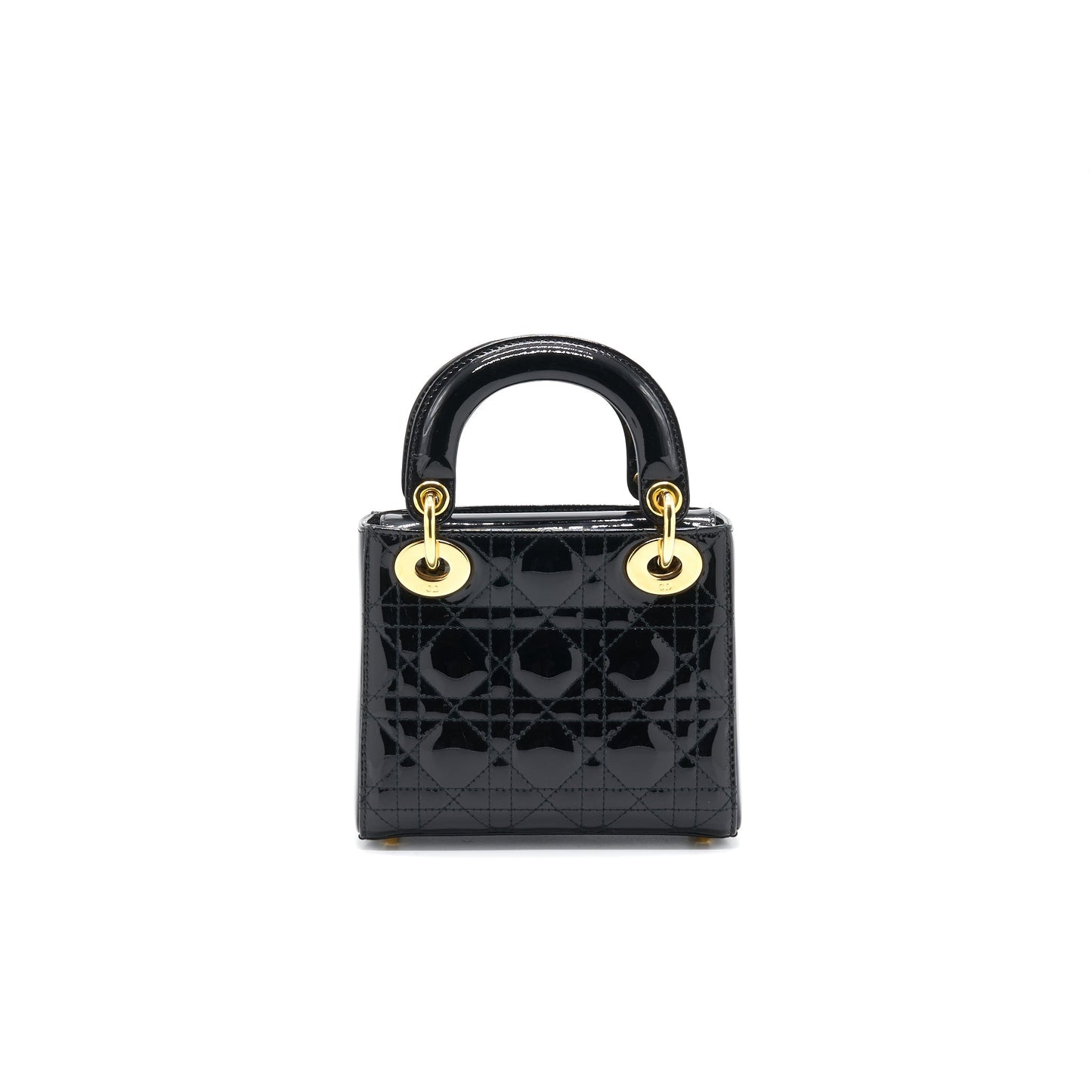 Luxury Dior MINI LADY Luxury Dior PATENT LEATHER BLACK WITH GOLD CHAIN