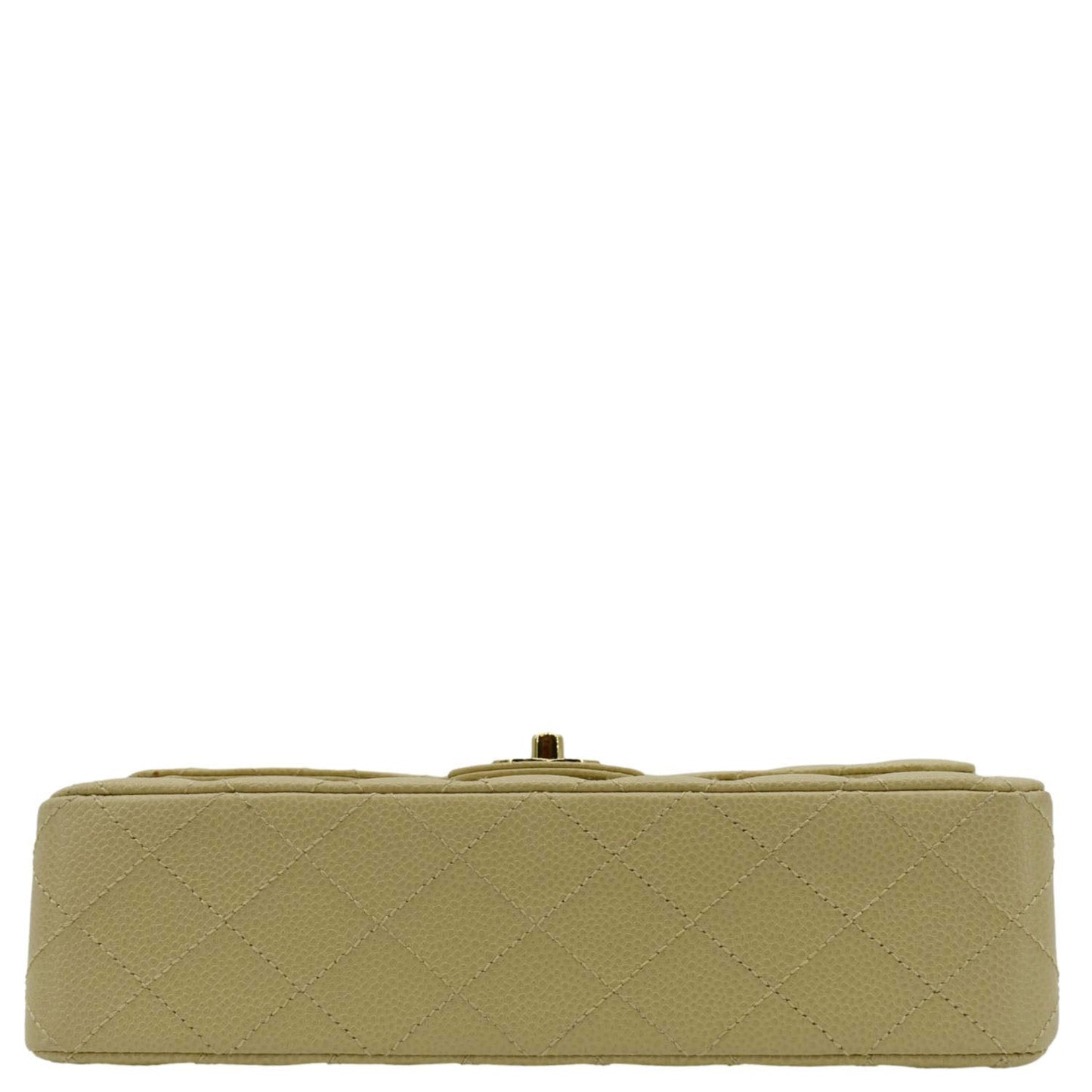 CHANEL Classic Double Flap Quilted Caviar Leather Shoulder Bag Cream
