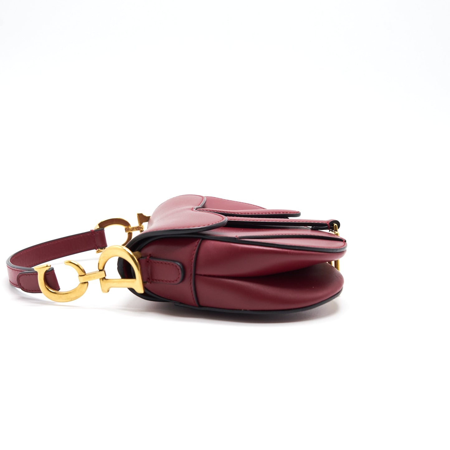 CHRISTIAN Luxury Dior MINI SADDLE RED CALFSKIN