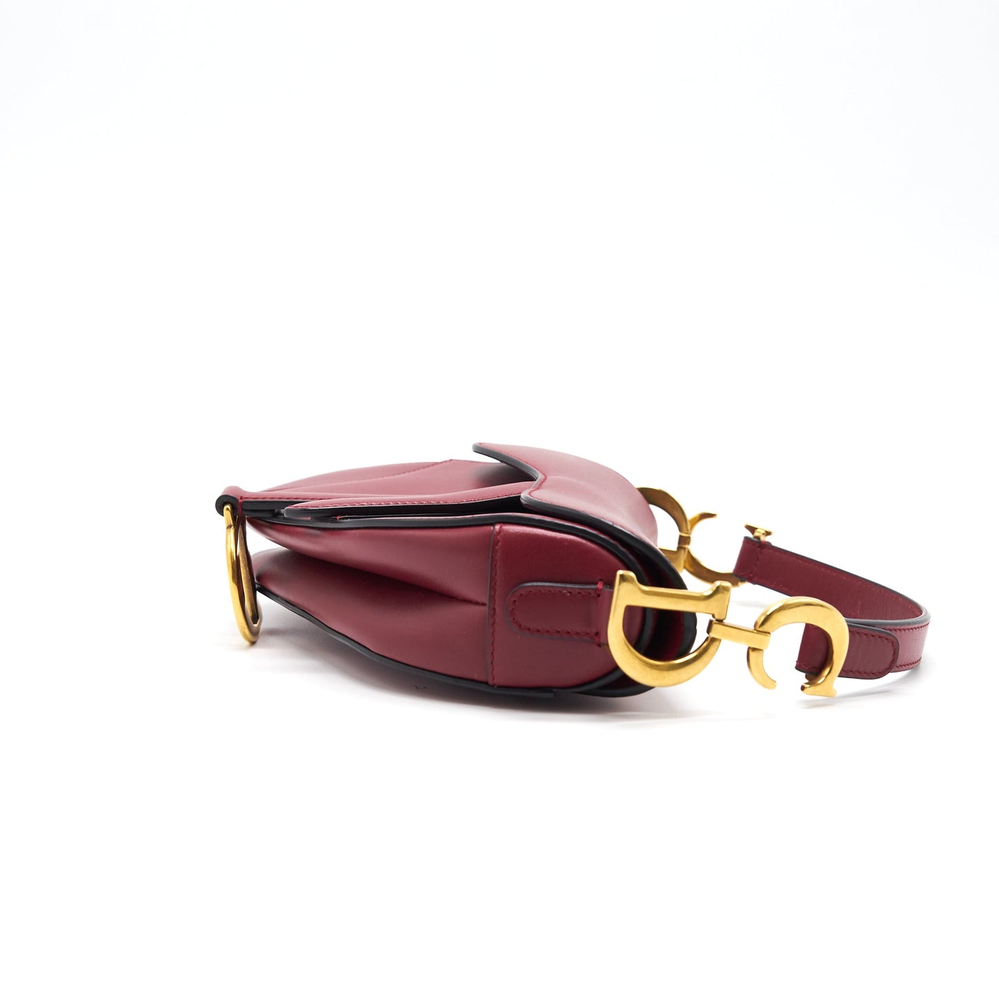 CHRISTIAN Luxury Dior MINI SADDLE RED CALFSKIN