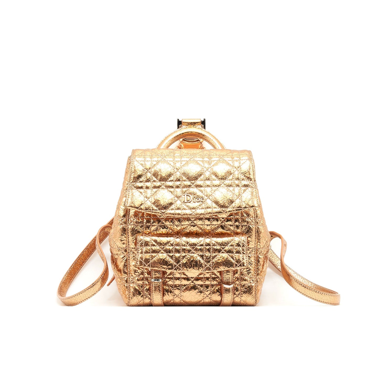Luxury Dior Mini Backpack Lambskin Metallic Champagne