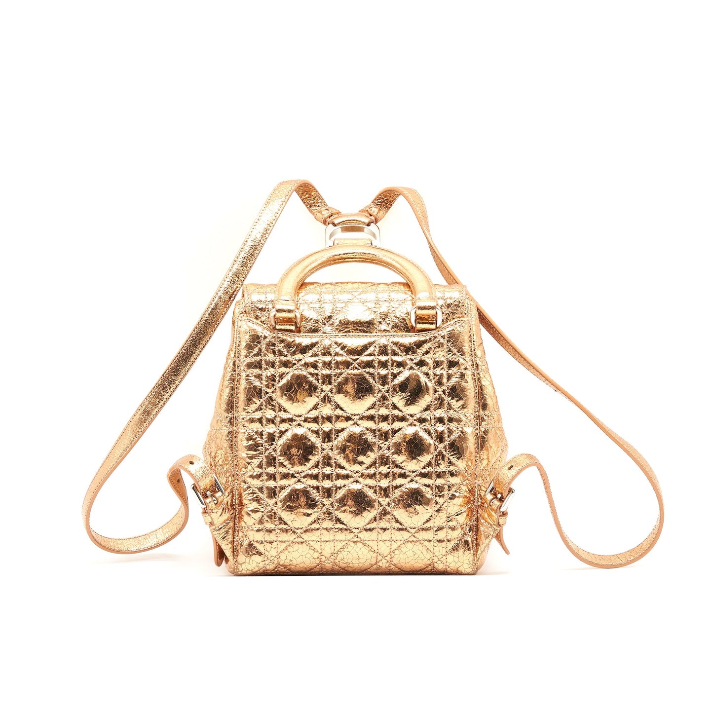 Luxury Dior Mini Backpack Lambskin Metallic Champagne