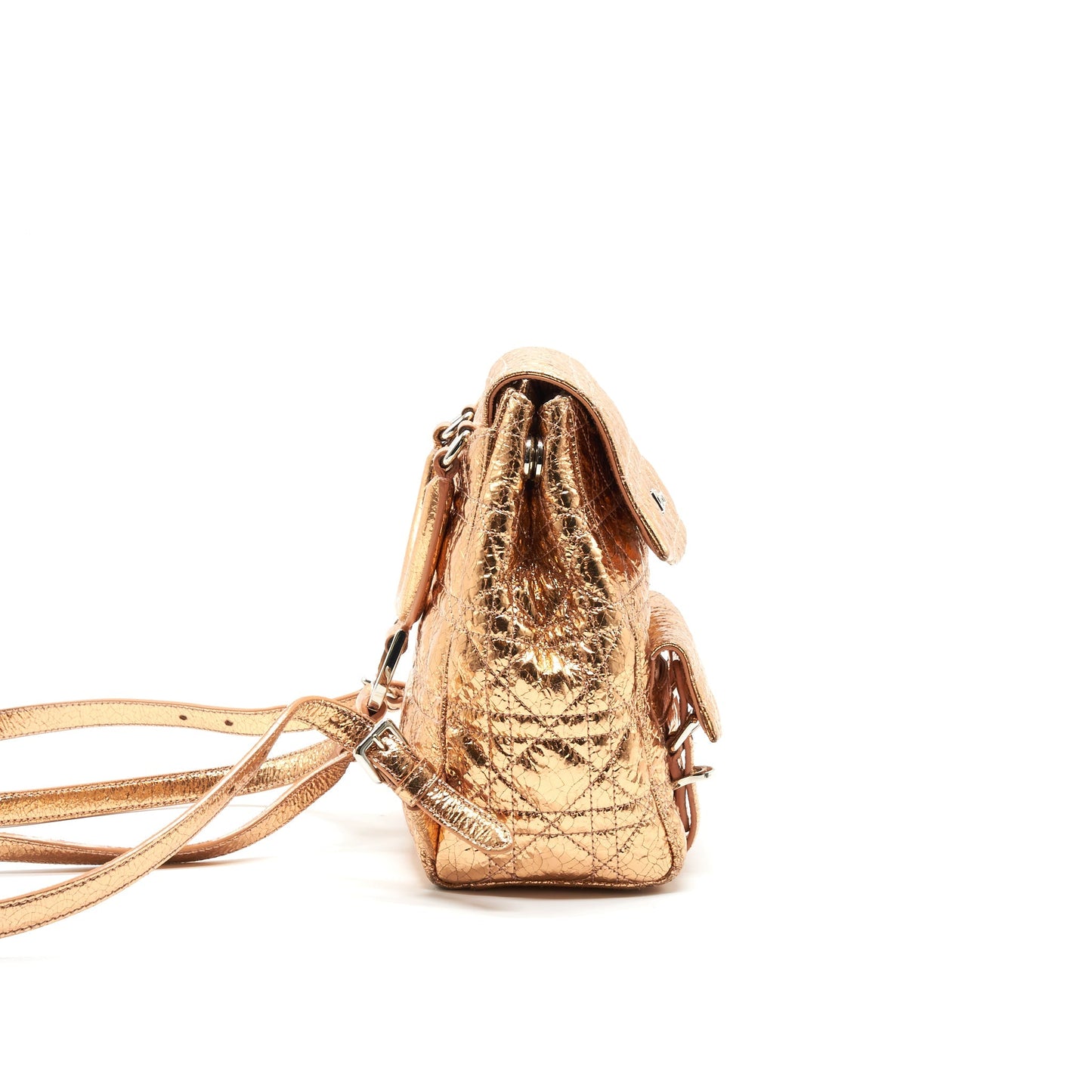 Luxury Dior Mini Backpack Lambskin Metallic Champagne