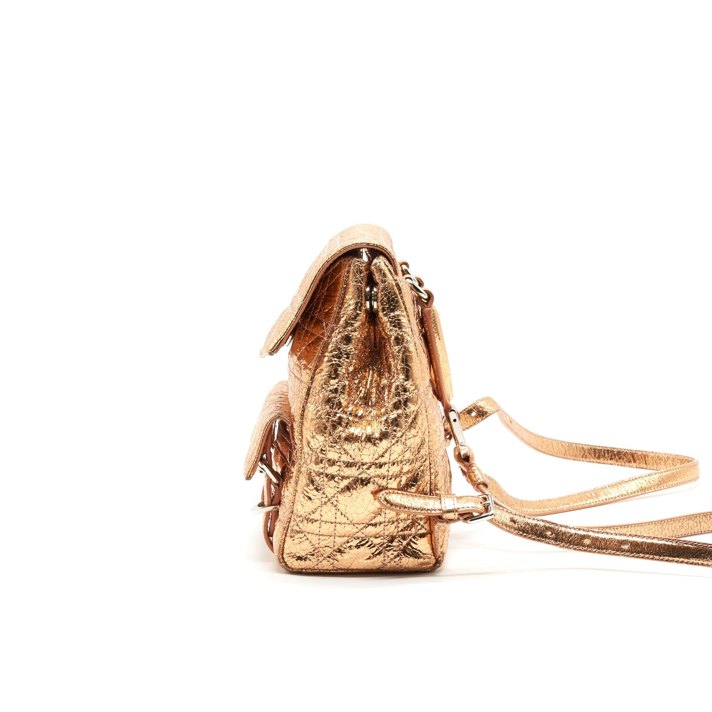 Luxury Dior Mini Backpack Lambskin Metallic Champagne
