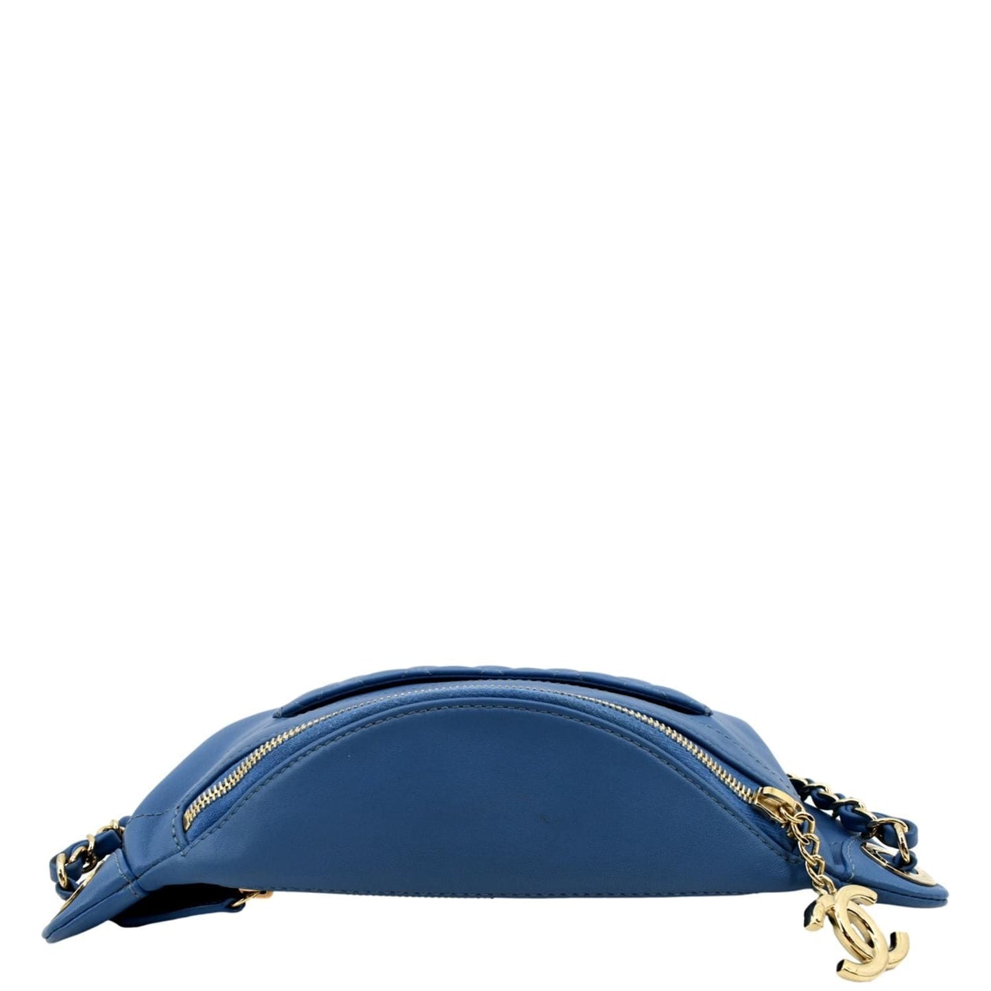Luxury Chanel Bi Classic Quilted Lambskin Leather Waist Bag Blue