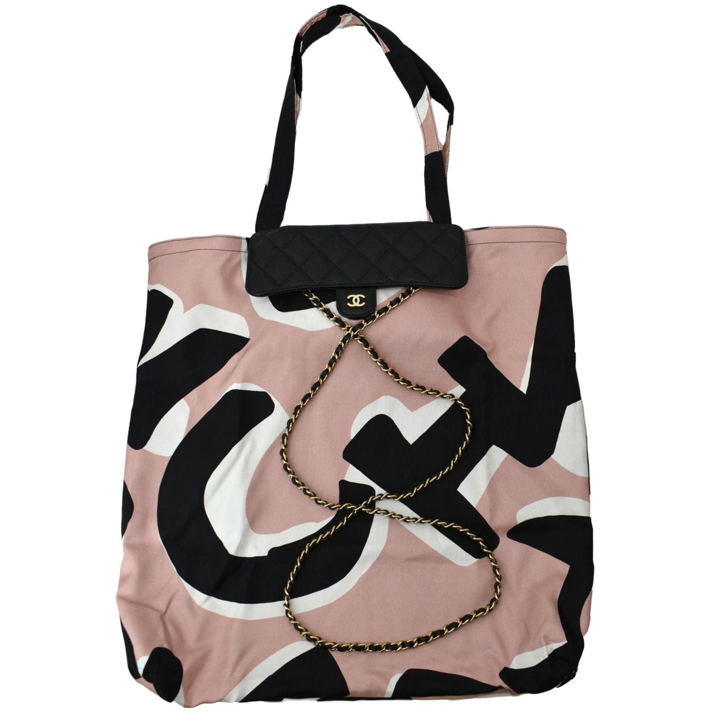 CHANEL Women 2Way Foldable Leather Satchel Crossbody Bag Black
