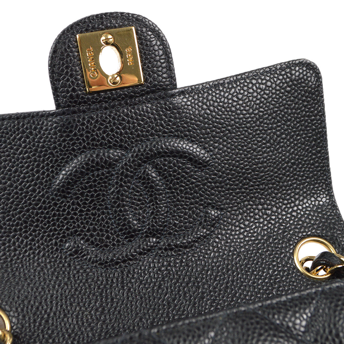 CHANEL 2003-2004 Classic Flap Mini Square 17 Black Caviar 78316