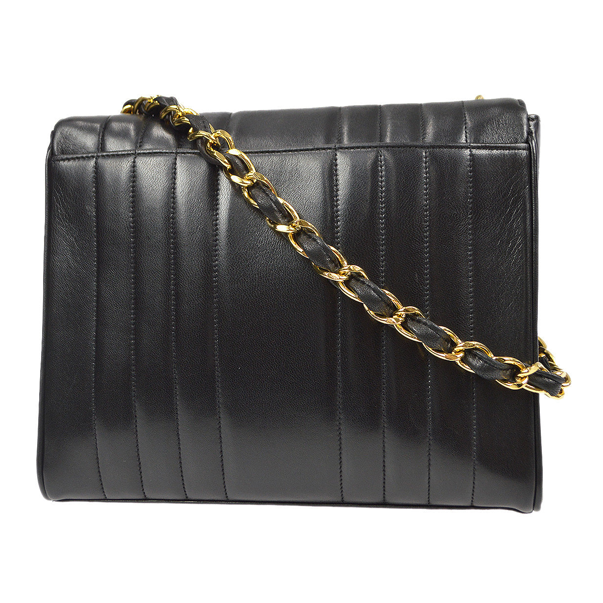 Luxury Chanel 1991-1994 Vertical Stitch Classic Square Flap Small Black Lambskin 87843