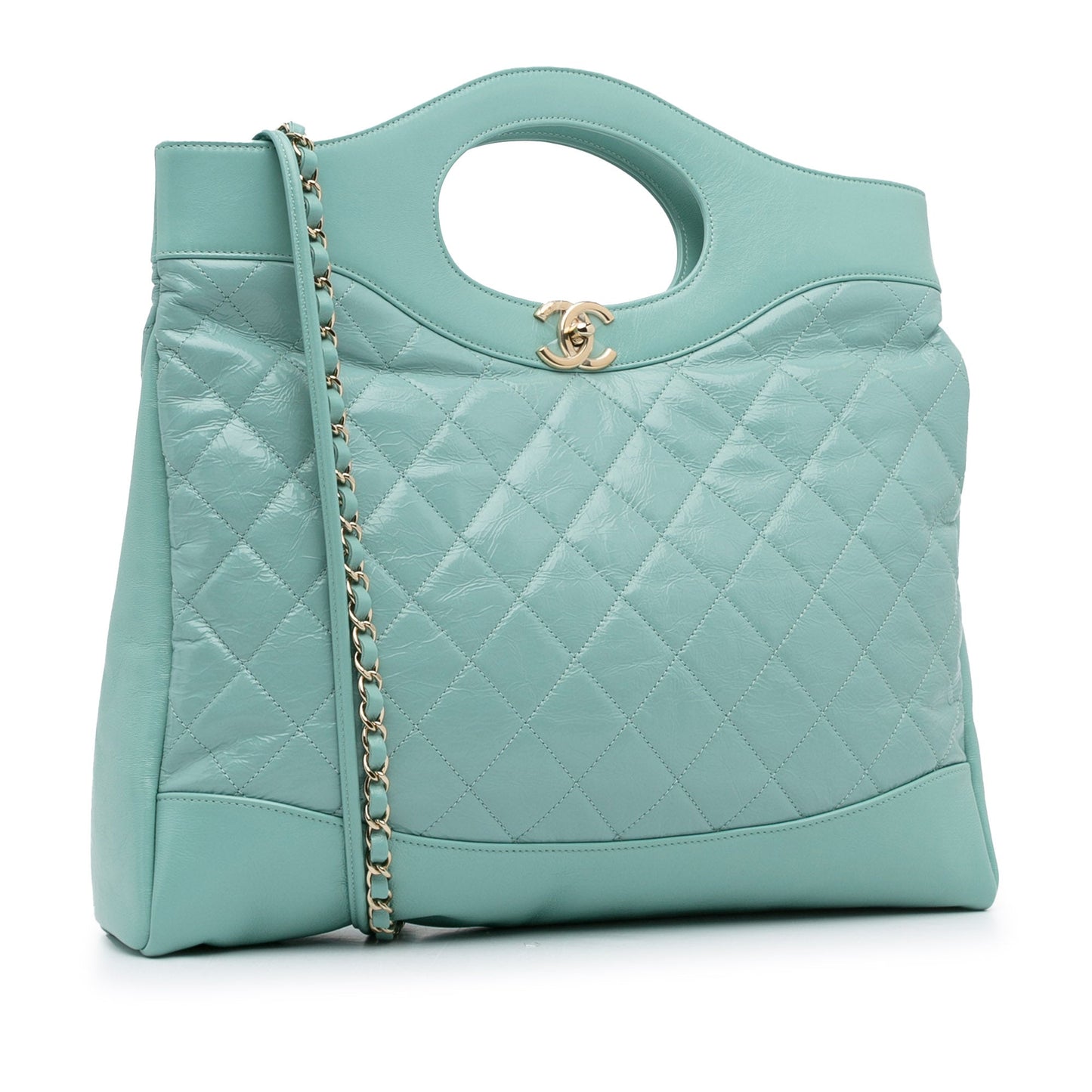 Luxury Chanel 31 Bag Large Light Blue Calfskin Silver