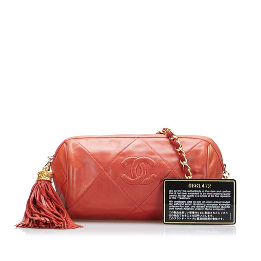 Luxury Chanel Timeless Crossbody Bag Coral Orange Lambskin Gold