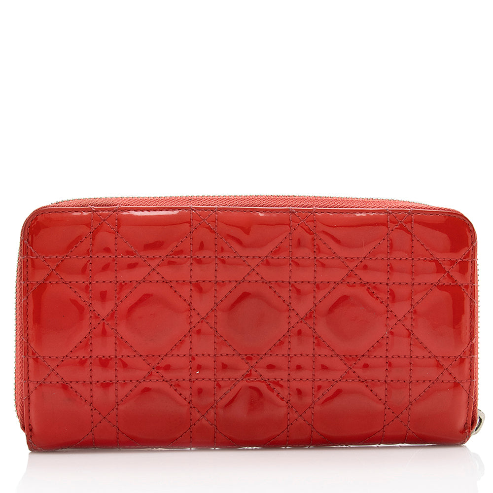 Luxury DiorCannage Patent Leather Zip Wallet (SHF-18377)