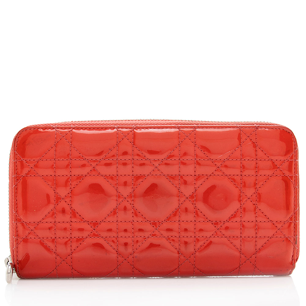 Luxury DiorCannage Patent Leather Zip Wallet (SHF-18377)
