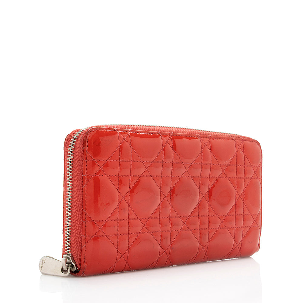 Luxury DiorCannage Patent Leather Zip Wallet (SHF-18377)
