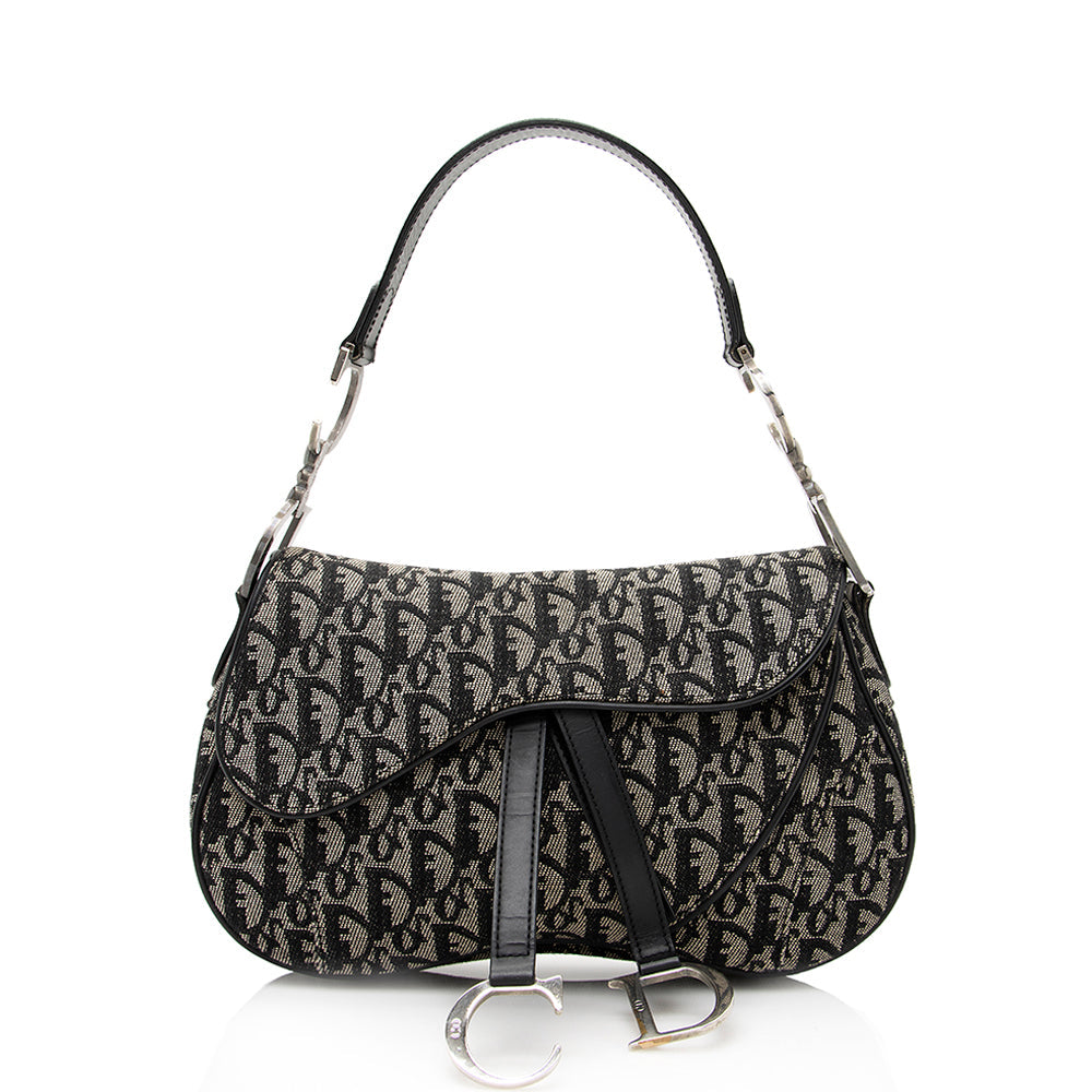 Luxury DiorCanvas Logo Double Saddle Shoulder Bag (SHF-21000)